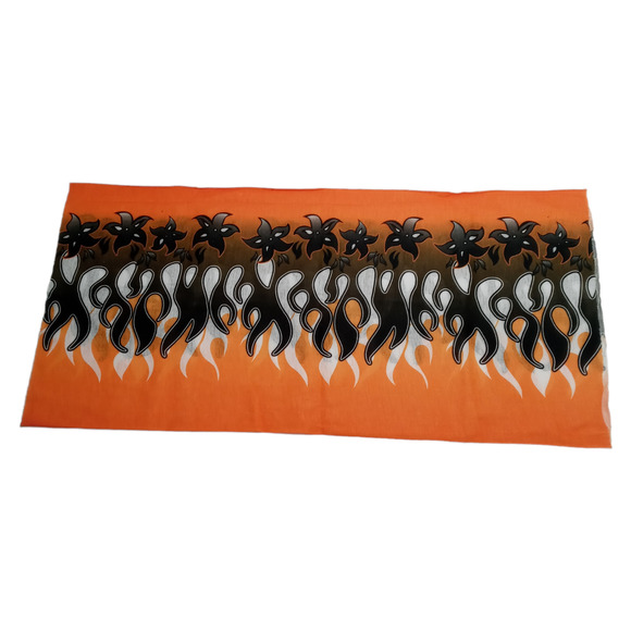 Orange Black Bandana Flames Face Mask Neck Gaiter Do Rag Halloween Costume - Picture 6 of 12